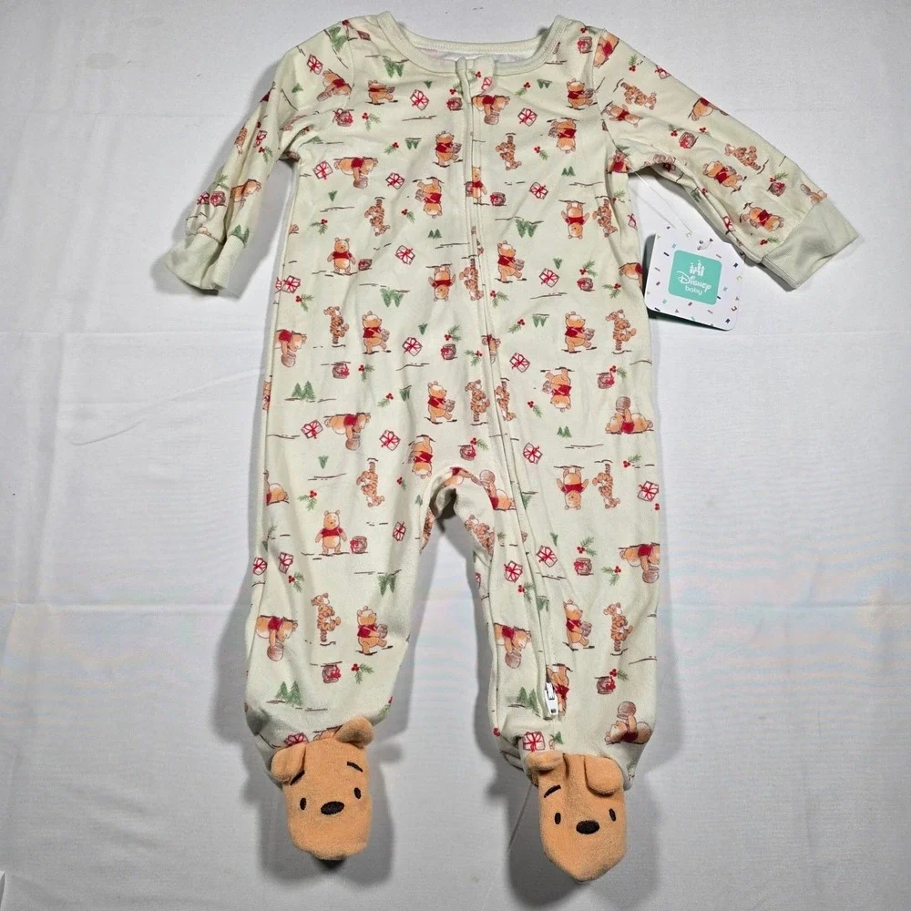 Disney Baby Winnie the Pooh Holiday Footed Sleeper Pajamas‎ velvety 3-6M NWT